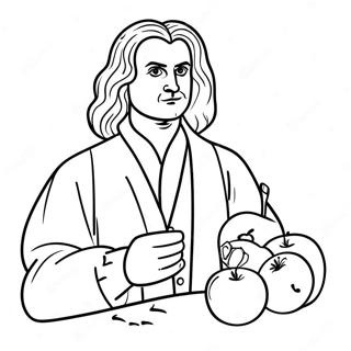 Ausmalbild Von Isaac Newton Mit Apfel 45864-38222