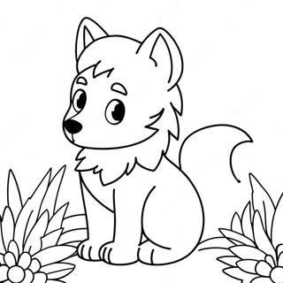 Niedlicher Anime Wolf Mit Blumen Ausmalbild 46004-38336