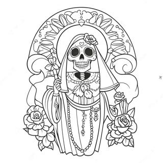 Bunte Santa Muerte Mit Blumen Ausmalbild 46174-38458