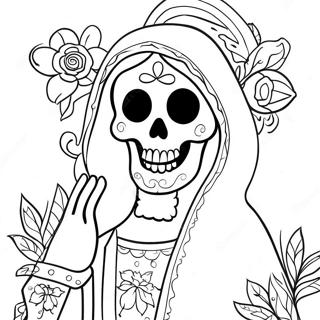 Bunte Santa Muerte Mit Blumen Ausmalbild 46174-38460