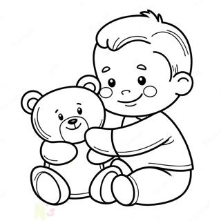 Niedlicher Babyjunge Mit Teddybar Ausmalbild 47595-39580