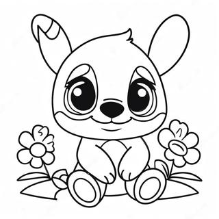 Adorable Baby Stitch Mit Blumen Ausmalbild 47745-39701