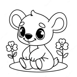 Adorable Baby Stitch Mit Blumen Ausmalbild 47745-39702