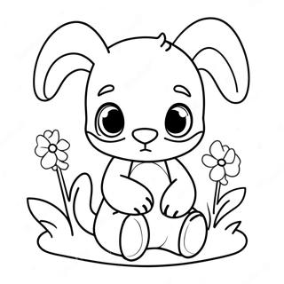 Adorable Baby Stitch Mit Blumen Ausmalbild 47745-39703