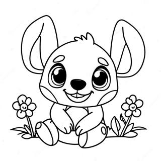 Adorable Baby Stitch Mit Blumen Ausmalbild 47745-39704