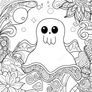 Gruseliges Halloween Zentangle Gespenst Ausmalbild 48115-40002