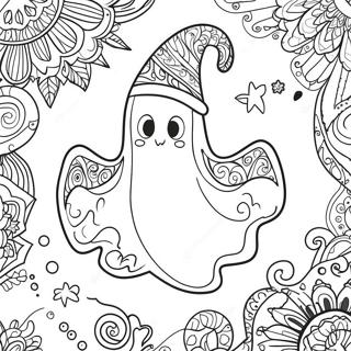 Gruseliges Halloween Zentangle Gespenst Ausmalbild 48115-40003