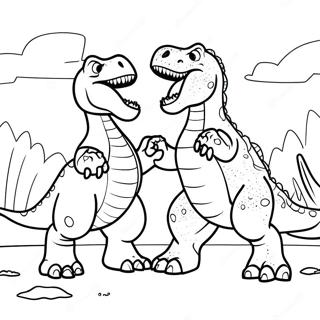 Ausmalbild Von Der Epischen Schlacht Zwischen Giganotosaurus Und T Rex 48834-40566