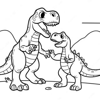 Ausmalbild Von Der Epischen Schlacht Zwischen Giganotosaurus Und T Rex 48834-40567