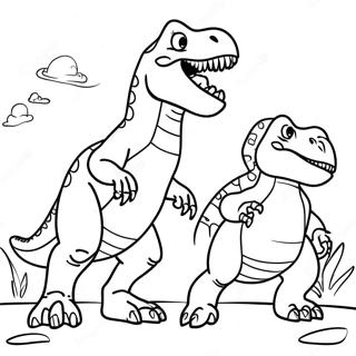 Ausmalbild Von Der Epischen Schlacht Zwischen Giganotosaurus Und T Rex 48834-40568