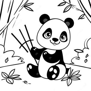 Niedlicher Panda Der Mit Bambus Spielt Ausmalbild 48875-40597