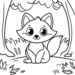 Niedlicher Cartoon Fuchs Im Wald Ausmalbild 48975-40682