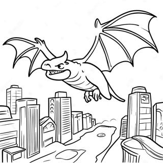 Rodan Fliegt Uber Die Stadt Ausmalbild 49995-41704