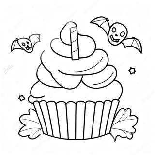 Gruseliges Halloween Cupcake Ausmalbild 50315-41954