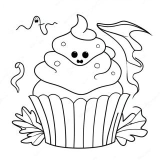 Gruseliges Halloween Cupcake Ausmalbild 50315-41955