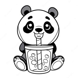 Panda Trinkt Boba Ausmalbilder