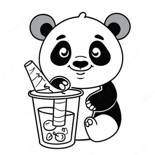 Susser Panda Der Boba Geniesst Ausmalbild 50385-42006