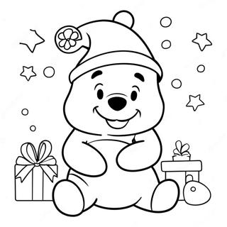 Festlicher Winnie Puuh Mit Weihnachtsmutze Ausmalbild 50655-42220