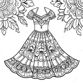 Lebhaftes Folklorico Kleid Ausmalbild 51165-42625