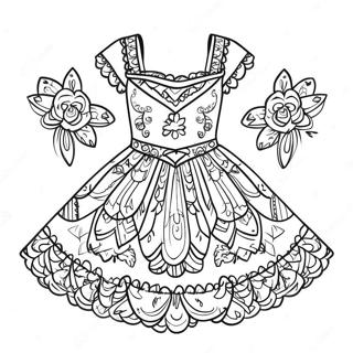 Lebhaftes Folklorico Kleid Ausmalbild 51165-42626