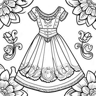 Lebhaftes Folklorico Kleid Ausmalbild 51165-42628