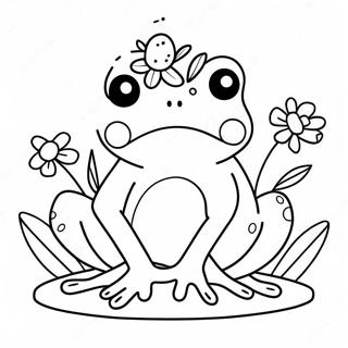 Niedlicher Kawaii Frosch Mit Blumen Ausmalbild 51375-42789