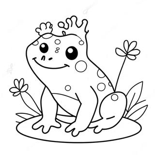 Niedlicher Kawaii Frosch Mit Blumen Ausmalbild 51375-42792