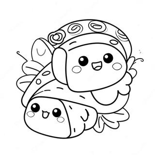 Niedliche Kawaii Sushi Ausmalbild 52126-43384