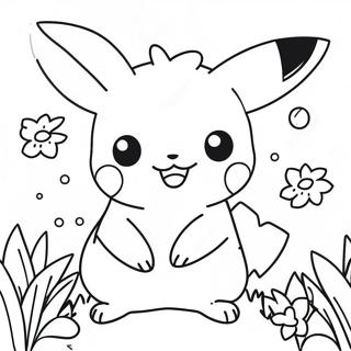 Niedliches Madchen Pikachu Mit Blumen Ausmalbild 52186-43432