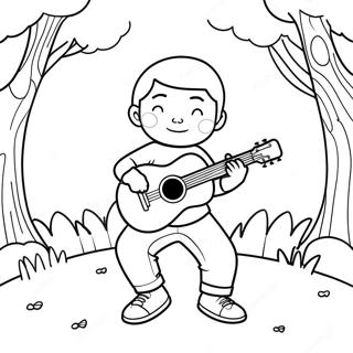 Cooler Junge Mit Ukulele Der Im Park Spielt Ausmalbild 52957-44046