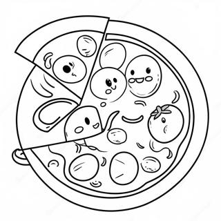 Niedliches Ausmalbild Einer Cartoon Pizza 5302-4249