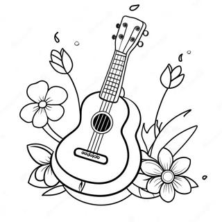 Niedliche Ukulele Mit Blumen Ausmalbild 53689-44747