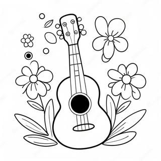 Niedliche Ukulele Mit Blumen Ausmalbild 53689-44748