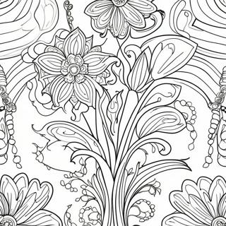 Jugendstil Blumenmuster Ausmalbild 53938-44954