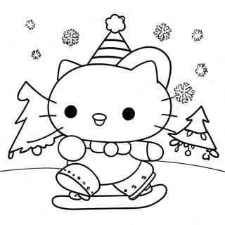 Eislaufen Hello Kitty Weihnachten Ausmalbild 54290-45208