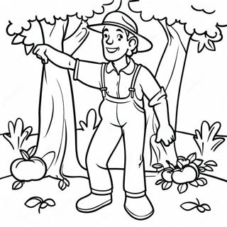 Johnny Appleseed Baume Pflanzen Ausmalbild 54562-45411