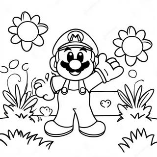 Buntes Mario Blumen Garten Ausmalbild 54982-45755