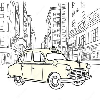 Vintage Gelbes Taxi Ausmalbild 55612-46259