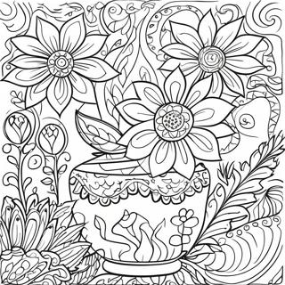 Talavera Keramik Blumenmuster Ausmalbild 56021-46574