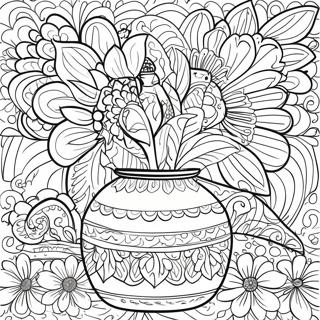 Talavera Keramik Blumenmuster Ausmalbild 56021-46576