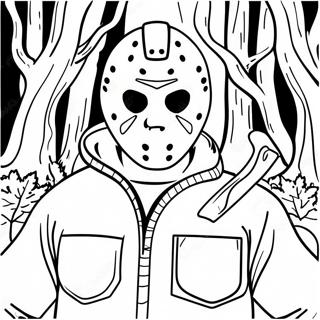 Jason Voorhees In Einem Dunklen Wald Ausmalbild 56192-46717