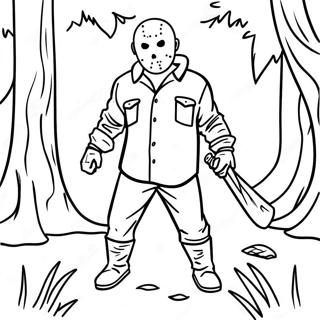 Jason Voorhees In Einem Dunklen Wald Ausmalbild 56192-46718