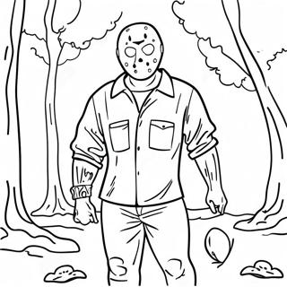 Jason Voorhees In Einem Dunklen Wald Ausmalbild 56192-46719