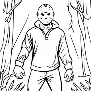 Jason Voorhees In Einem Dunklen Wald Ausmalbild 56192-46720