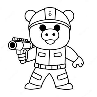 Niedliches Roblox Soldat Piggy In Aktion Ausmalbild 56722-47143