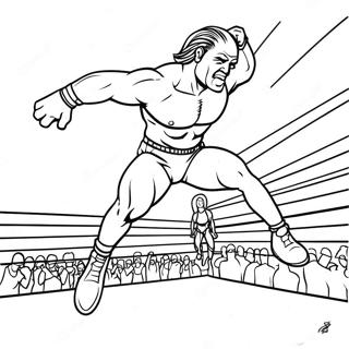 Detailliertes Wwe Wrestler Ausmalbild Der Auf Den Gegner Springt 57002-47367