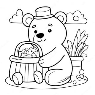 Niedlicher Teddybar Mit Picknickkorb Ausmalbild 57294-47649