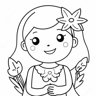 Niedliches Cartoon Madchen Mit Blumen Ausmalbild 57435-47745