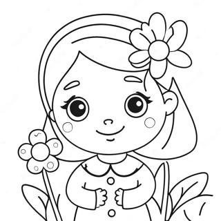 Niedliches Cartoon Madchen Mit Blumen Ausmalbild 57435-47748