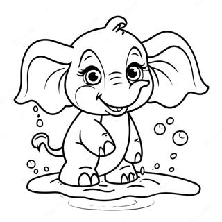 Niedlicher Baby Elefant Der Wasser Spritzt Ausmalbild 57545-47846